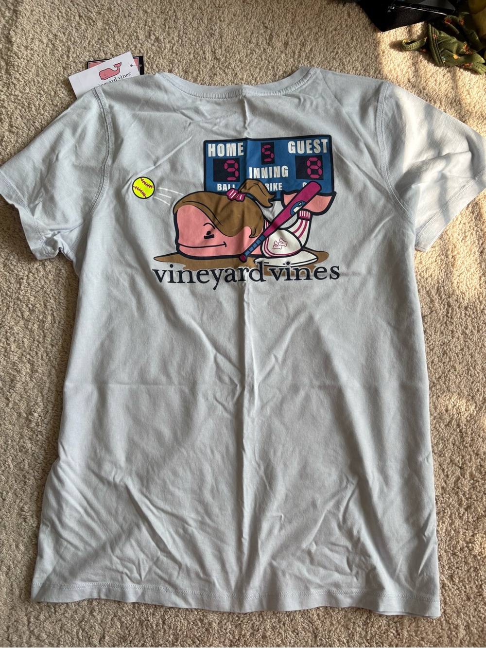 NWT Vineyard Vines Light Blue Softball Whale Graphic Tee 🥎